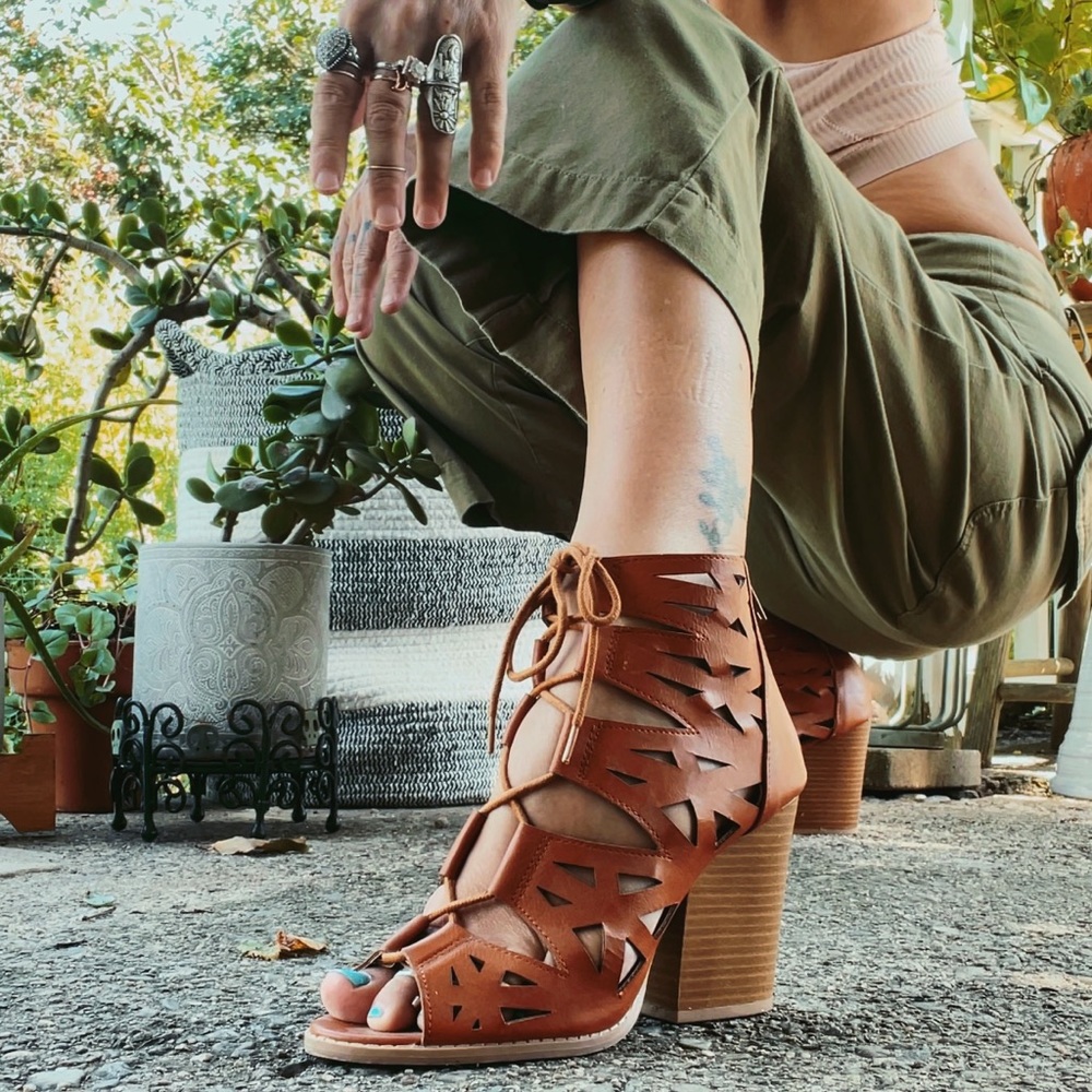 Tan Leather Sandal Booty